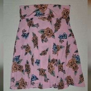 LuLaRoe skirt Pink red green roses buds Floral Flowers full twirling XL